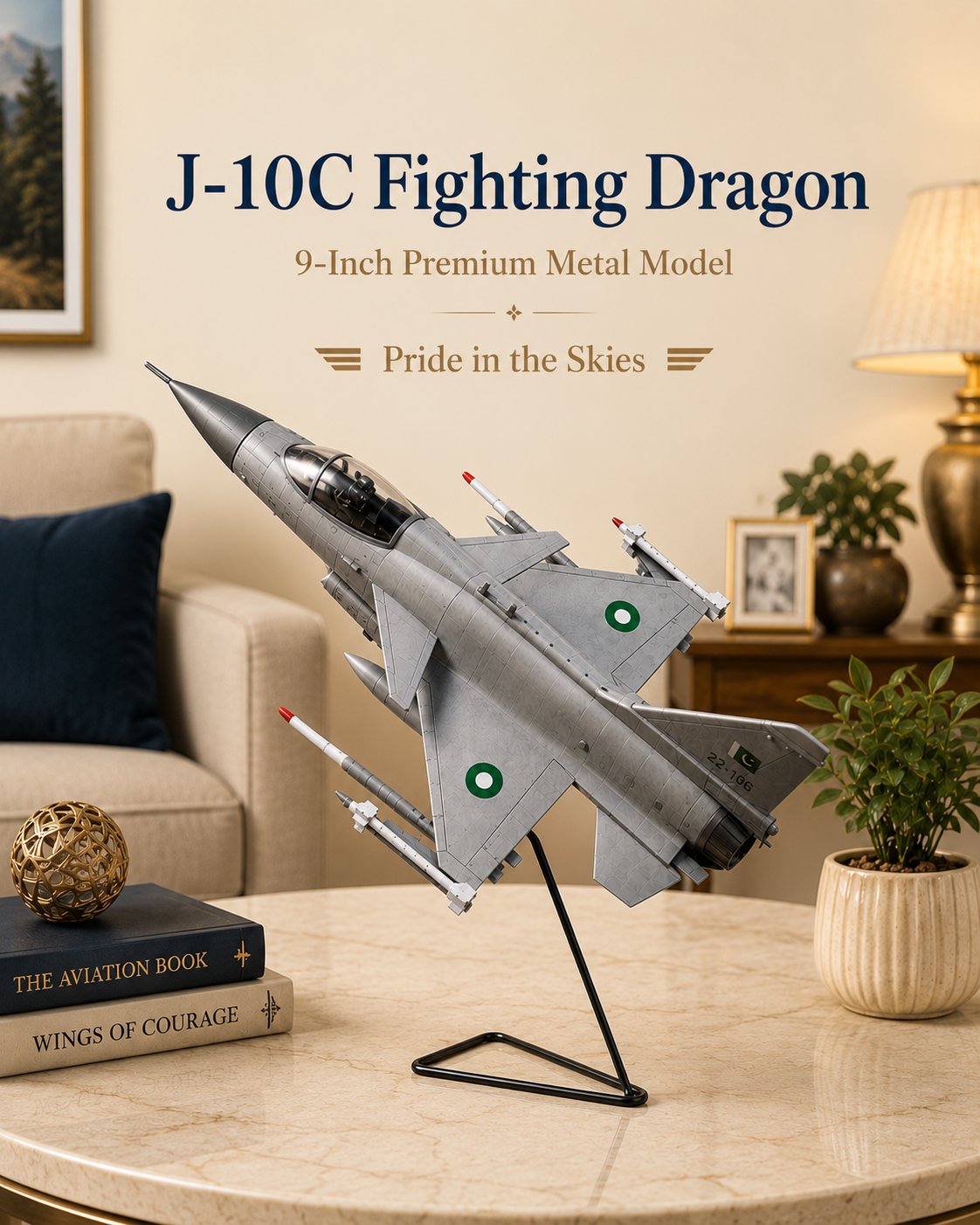 J-10C Metal Aircraft Model – 9 Inch